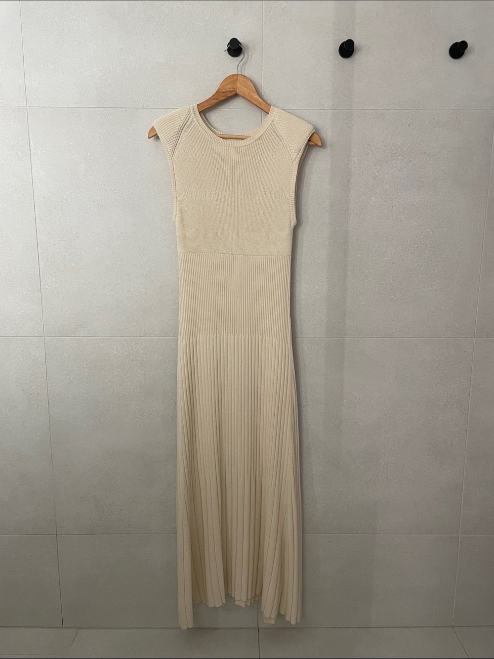 ba&sh Cream Sleeveless Ribbed Maxi Dress